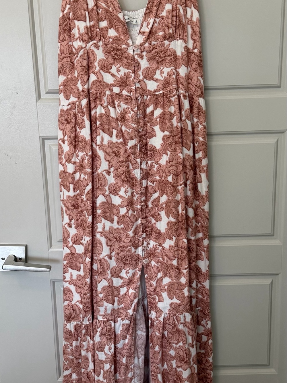 Abercrombie & Fitch Floral Maxi Dress in Rust Pink and White
